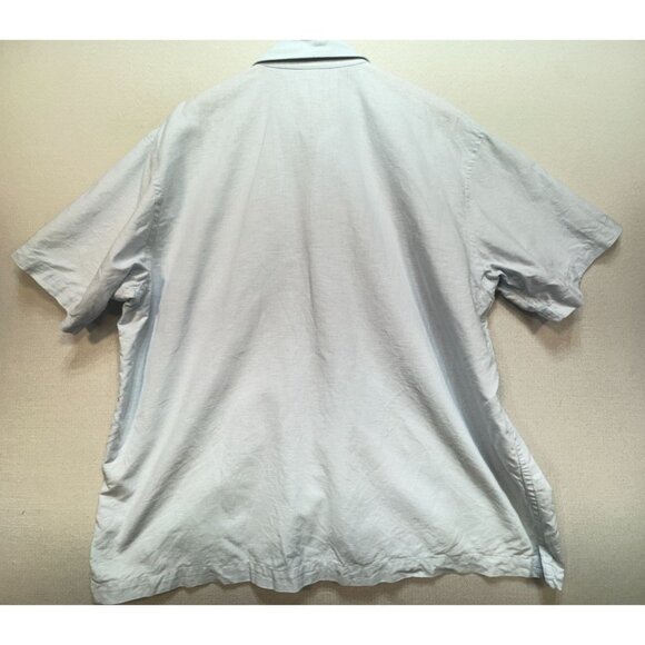 Old Navy Mens Short Sleeve Button Up Shirt Size L Blue Linen Blend Casual Travel - Picture 9 of 11